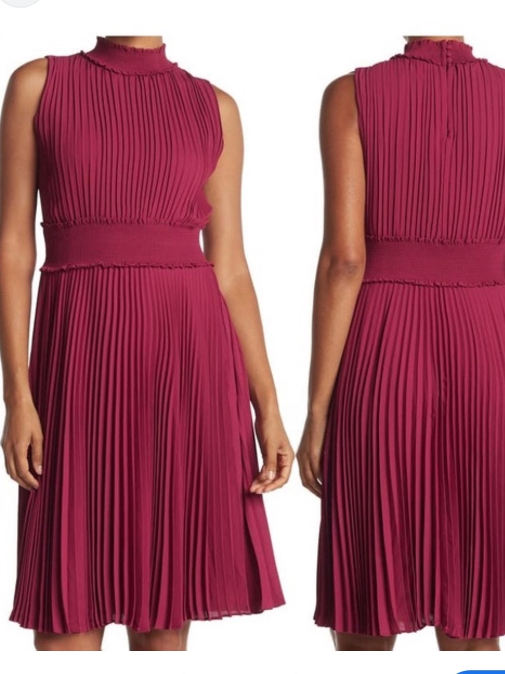 Nanette Lepore Bali Orchid Pleated Midi Dress NWT Size 6 Smocked High Neck